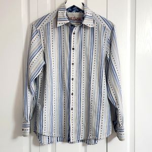 Robert Graham button down shirt. Blue & white. Medium